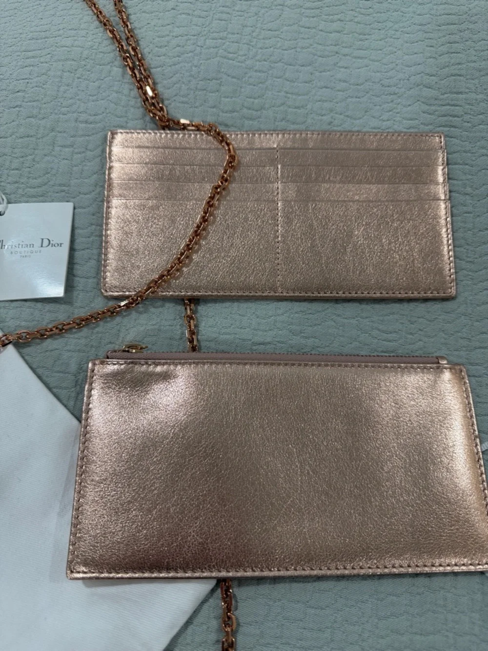 Dior Lady Dior Wallet on Chain - limited edition Metallic Rose Gold - Picture 9 of 13